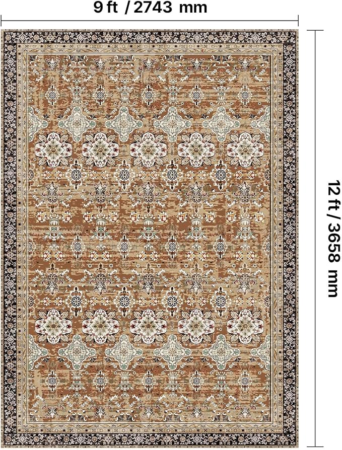 VEVOR 9 x 12 ft Area Rug Large Washable Rug Non-Slip and Tear-Resistant Soft - Image 2