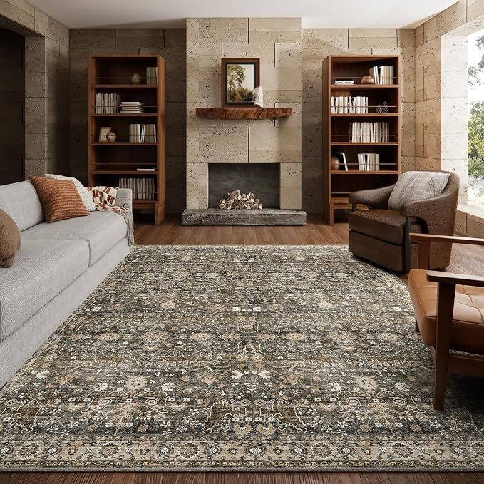 8x10 Washable Area Rugs Ultral Soft Non-Slip Stain Resistant Vintage Boho Large by NoiFamo