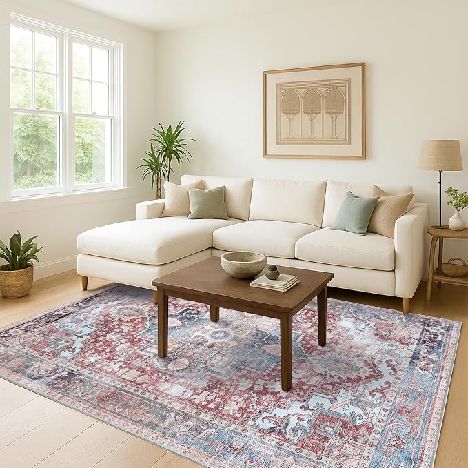 Washable Area Rug. Modern Farmhouse. Vintage. Turkish. Bohemian. Distressed. - Image 2