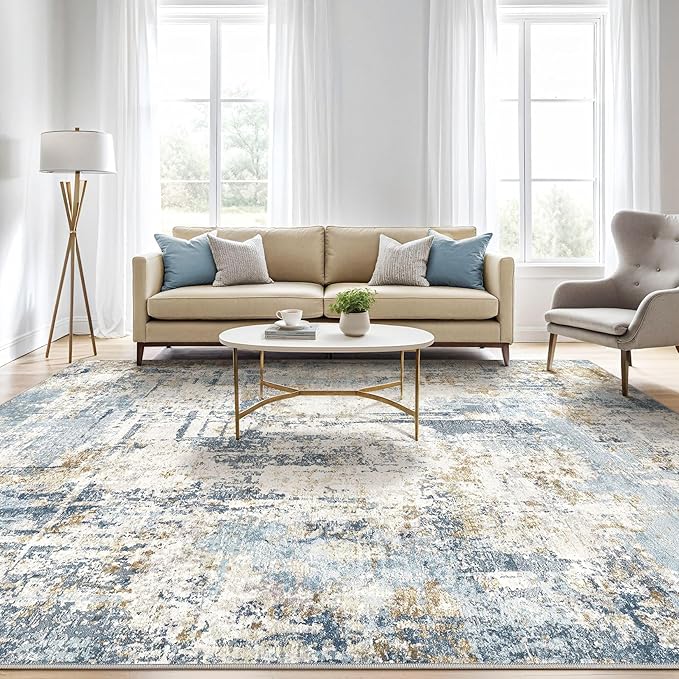8x10 Area Rugs Washable Rug: Living Room Large Abstract Modern Soft Stain - Image 5