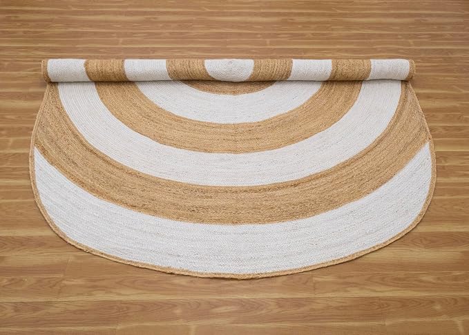 2x18 Oval Kilim Jute Runner – Natural Jute Hand Braided Rug, Solid White Beige - Image 7