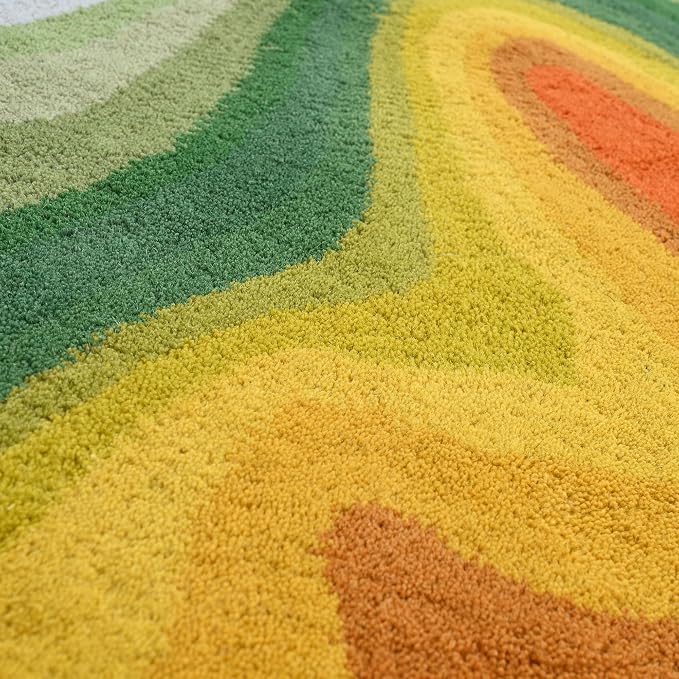 Irregular Shaped Handmade Wool Area Rug | Modern Colourful Stripe Premium - Image 5