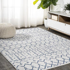 JONATHAN Y Boho Vintage Diamond Cream/Navy Indoor Area Rug 5X8 ft, Moroccan Hype by JONATHANY