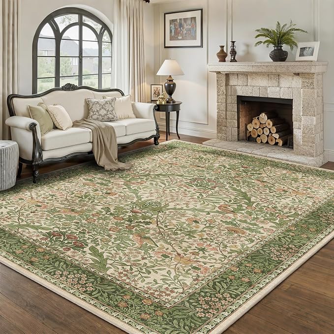 6x9 Floral Washable Area Rug for Living Room, Vintage Boho Rugs for Bedroom - Image 4
