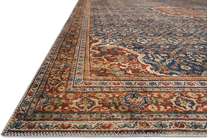 Loloi Layla Collection LAY-09 Cobalt Blue/Spice 2'-6" x 12'-0" .13" Thick - Image 4