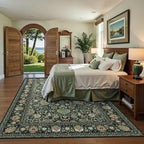 Dark Green Floral Living Room Rug 5x7 Washable Rugs Boho Vintage Oriental Large - Image 7