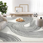 Abani Nuevo Beige Black Swirls Modern Area Rug 4' x 6' by Abani