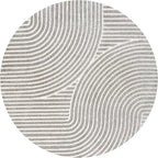 JONATHAN Y Hallie High-Low Curve Gray/Ivory 5' Round Indoor/Outdoor Area Rug - Image 9