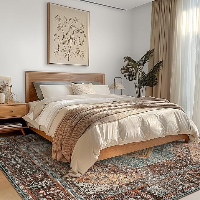 GENIMO 3x5 Area Rugs for Living Room, Machine Washable Non Slip Vintage Rugs - Image 3