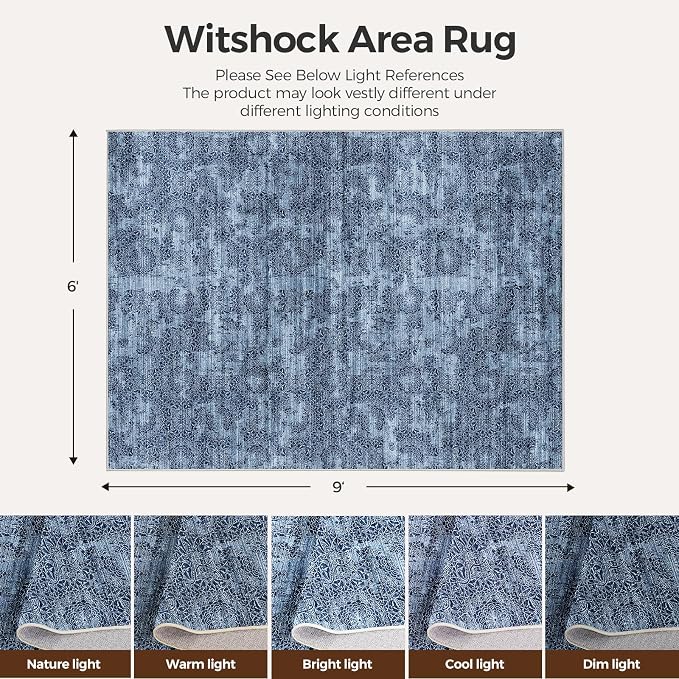 WITSHOCK 6x9 Area Rugs for Living Room: Machine Washable Non Slip Modern - Image 2