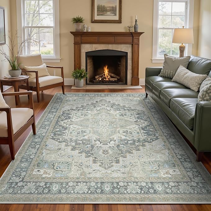 GENIMO 8X10 Area Rugs for Living Room, Machine Washable Vintage Floor Cover by GENIMO