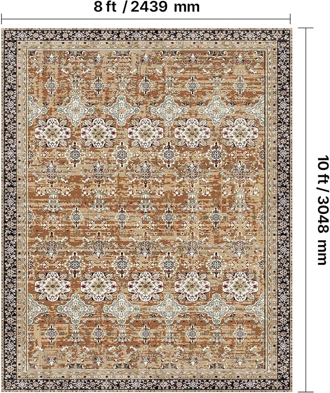 VEVOR 8 x 10 Area Rug, Washable Rug Non-Slip and Tear-Resistant Soft Carpet Pet - Image 2