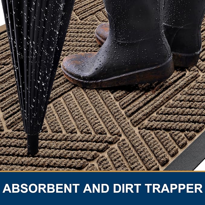 Kitinjoy Front Door Mat Outside Entrance, Sturdy Natural Dirt Trapper, Heavy - Image 3
