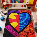 Abstract Rug - 5x7 Rug, Colorful Pop Art Area Rugs, Hippie Aesthetic Funky - Image 2