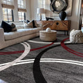 Rugshop Modern Wavy Circles Design Non-Shedding Area Rug, Carpet by Rugshop
