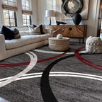 Rugshop Modern Wavy Circles Design Non-Shedding Area Rug, Carpet by Rugshop