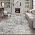 6x9 Grey Area Rug Washable Modern Abstract Living Room Carpet Non Slip Neutral - Image 6
