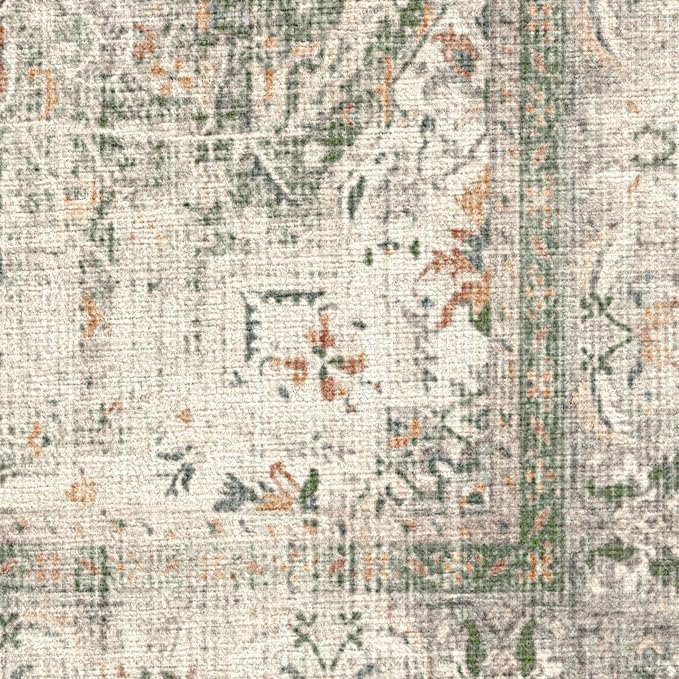 RUGGABLE Washable Vintage Area Rug – Sarrah Sage 6x9, Stain-Resistant, Non-Slip - Image 4