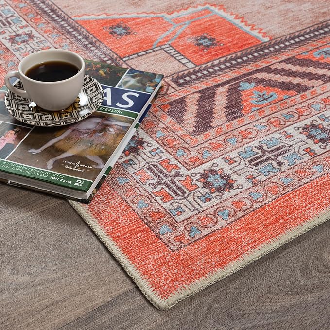 Fame Rugs Turkish Rug. Washable Vintage Oriental Antique Inspired Traditional - Image 8