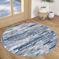 3' Washable Round Rug for Entryway, Neutral Vintage Circle Rugs for Living Room by SiiloomRug