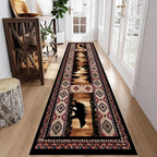 Rustic Cabin Bear Runner Rug, Native American Long Runner Rug, Wildlife Black - Image 3