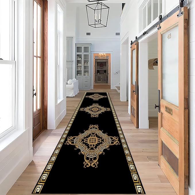 Vintage Baroque Art Long Hallway Rugs Runners, Luxury European Geometric Living - Image 2