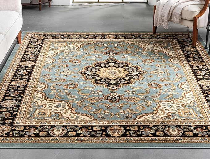 Well Woven Barclay Collection Medallion Kashan Light Blue 6x9 Area Rug - Image 2
