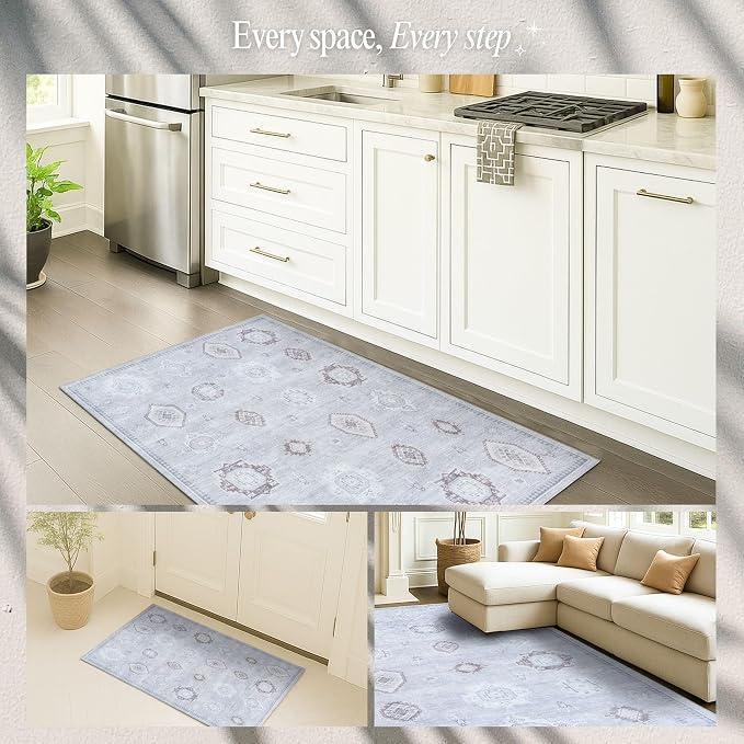 Fame Rugs Turkish Rug. Washable Vintage Oriental Antique Inspired Traditional - Image 5