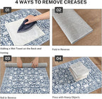 Vintage Floral 2x6 Runner Rug, Light Blue White Washable Kitchen Runner Rug - Image 3