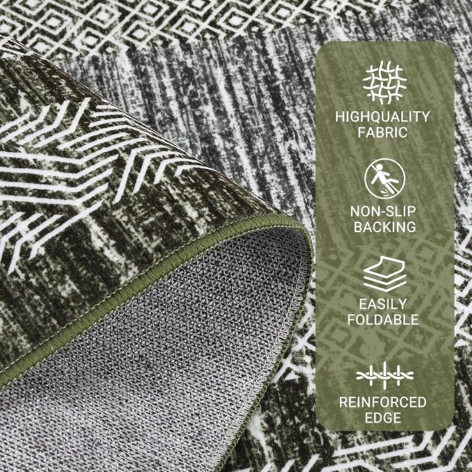 GarveeHome Modern Geometric Area Rug 5x7 Distressed Bordered Rug Washable Non - Image 3