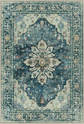 Area Rugs 7'x10' Washable Non-Slip, Floral Vintage Distress Print Pattern by RELEANY
