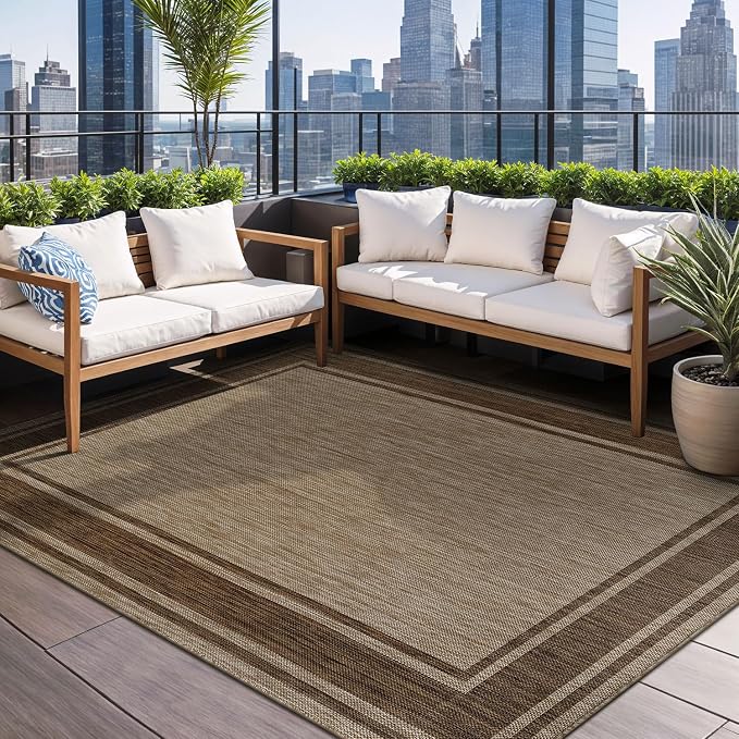 Beverly Rug Outdoor Rug 6x9 Modern Bordered Area Rugs - Image 9