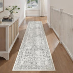 Black Runner Rug 3x14 Hallway Machine Washable Kitchen Vintage Distressed Non by PureCozy