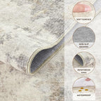 2x3 Entryway Area Rug: Washable Neutral Modern Abstract Small Rug - Image 5