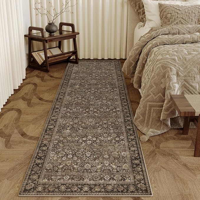 HUGEAR 2x12 Runner Rug Machine Washable Brown Hallway Area Rug Indoor Accent - Image 4