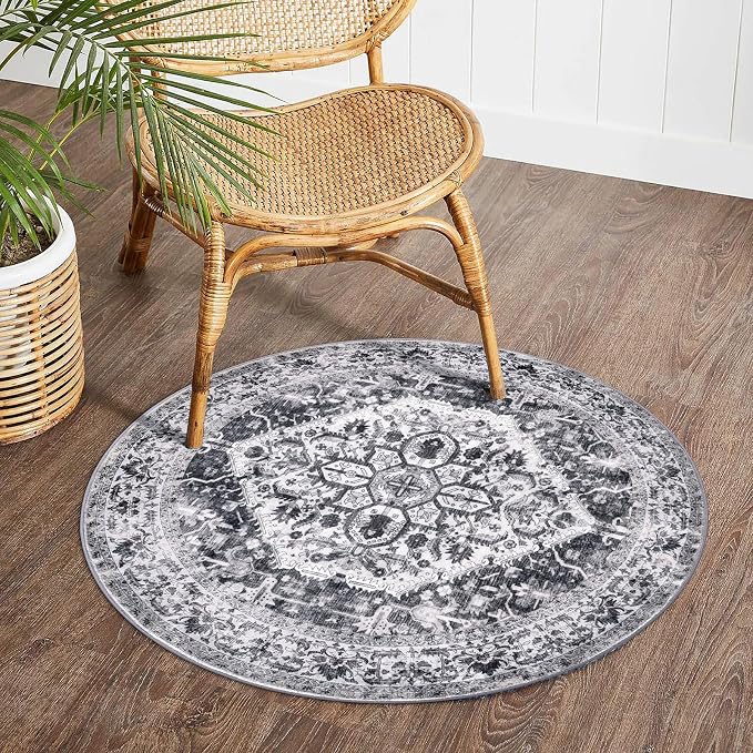 KOZYFLY Round Rug 3 Ft Rugs for Entryway Washable Circle Entrance Rug Non Slip - Image 8