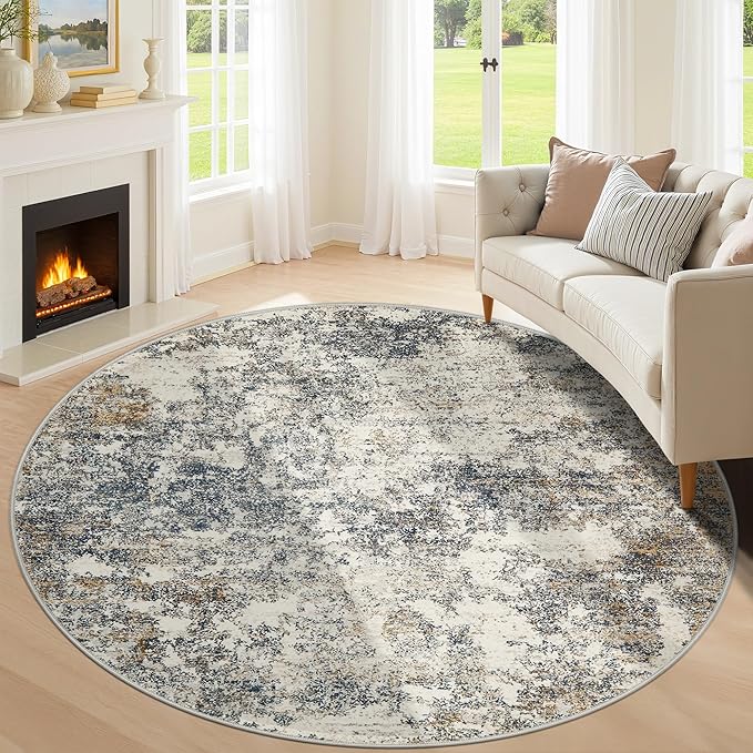 6ft Washable Round Rug by KiginaraArt