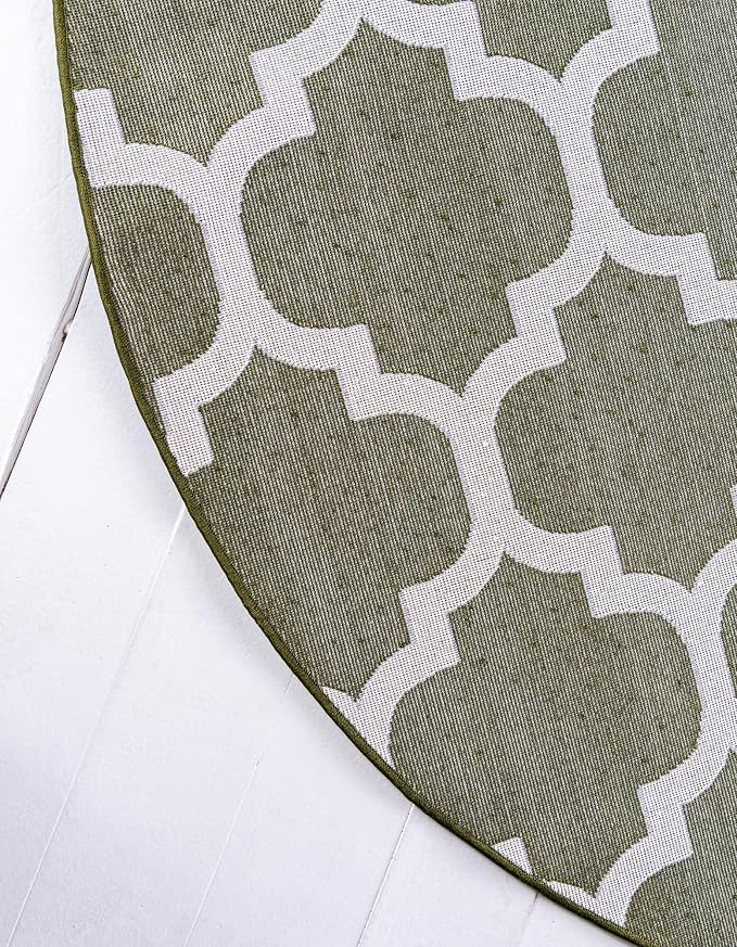 Rugs.com Lattice Collection Rug – 6 Ft Round Dark Green Medium Rug Perfect - Image 7