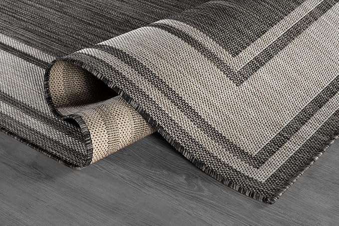 Beverly Rug Large Outdoor Rug 9x12 Modern Bordered Area Rugs - Image 3