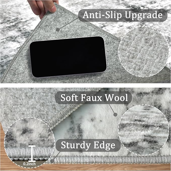 2x3 Machine Washable Area Rug for Entryway, Kids and Pets Friendly for Bedroom - Image 6