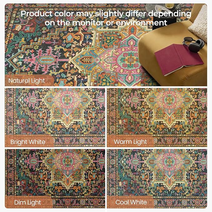 Kokia 8x10 Washable Black and Pink Area Rugs - Image 7