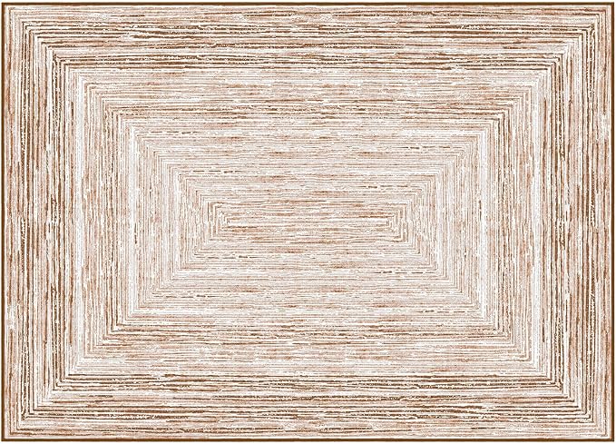 Phantoscope Washable Area Rug 5'x7' Non-Slip, Modern Neutral Boho Rugs - Image 3
