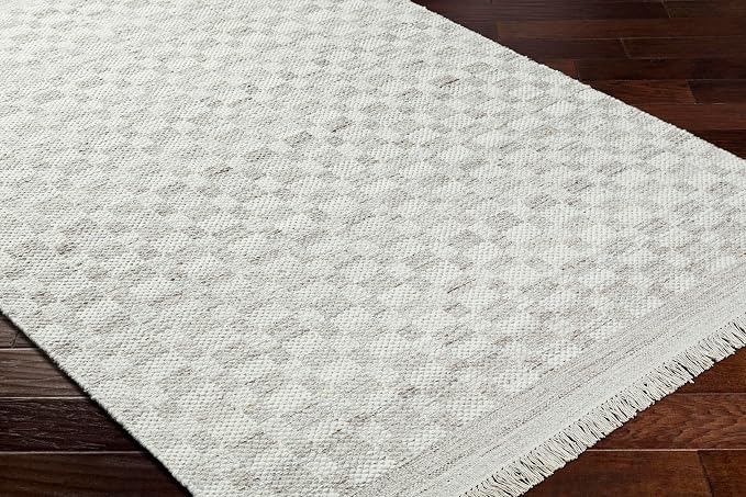 Mark&Day Wool Rugs, 2x8 Clinten Solid and Border Light Gray Runner Checkered Rug - Image 3