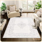 Istana Rug 3x5 - Grey/White Cream Area Rug 3x5 - Pet Friendly Washable Rug - by Istana