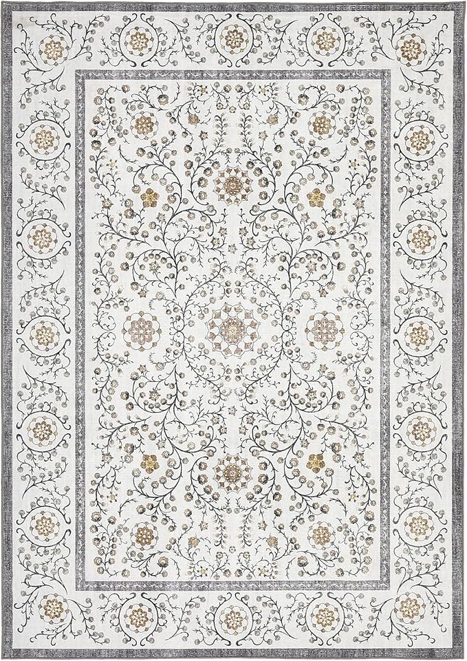 GarveeHome Boho 6x9 Area Rug for Living Room, Floral Vintage Rugs for Bedroom - Image 4