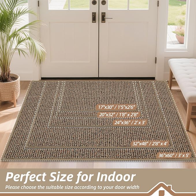 BEQHAUSE Dirt Trapper Door Mat 36" x 60", Non-Slip Washable Doormats Entrance - Image 2