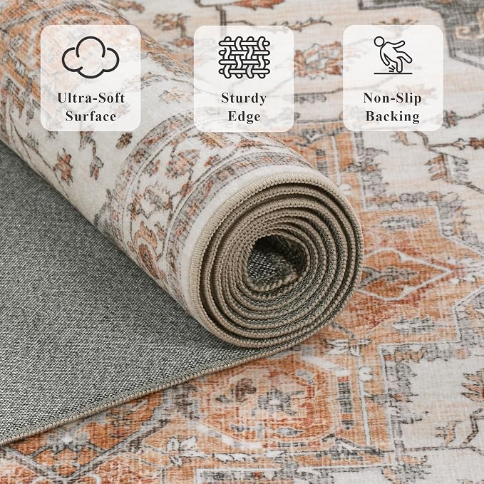 6x9 Area Rugs for Living Room Ultra-Soft Washable Rug Vintage Distressed Boho - Image 4