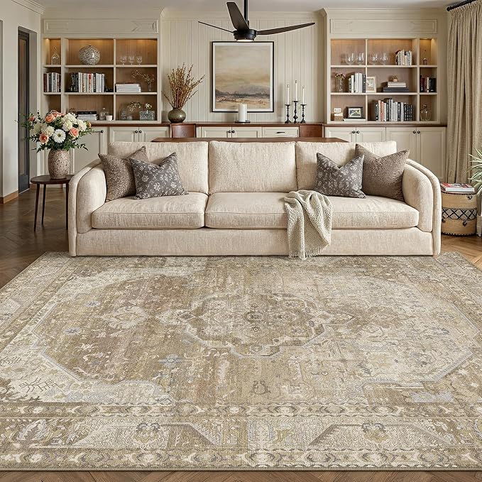 5x7 Washable Vintage Area Rug for Living Room Bedroom Non Slip Distressed by WondRg