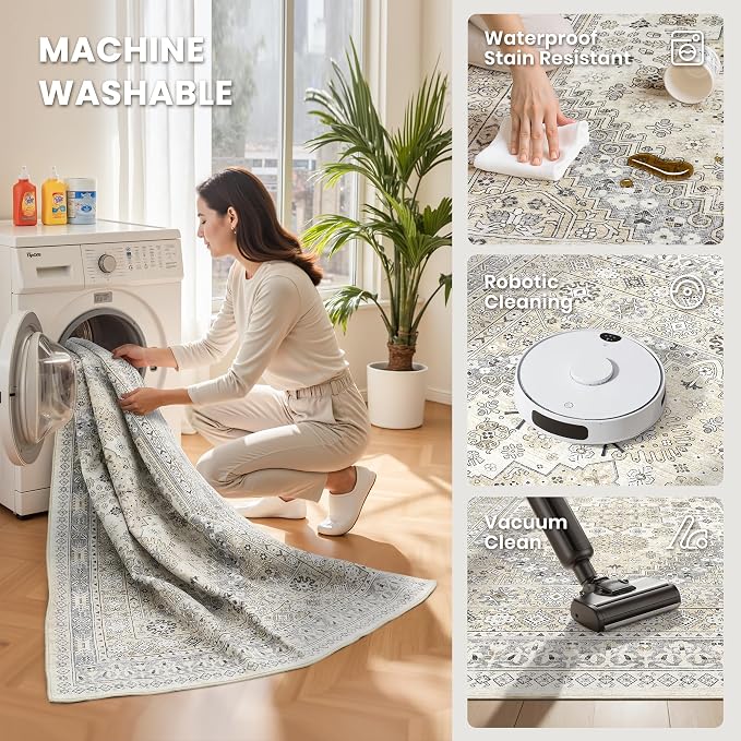 zesthome 10x14 Area Rugs, Stain Resistant Washable Rug, Ultra-Thin Rugs - Image 4