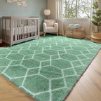 ONASAR Rugs for Living Room Bedroom, 5x8 Washable Fluffy Sage Green and White - Image 7